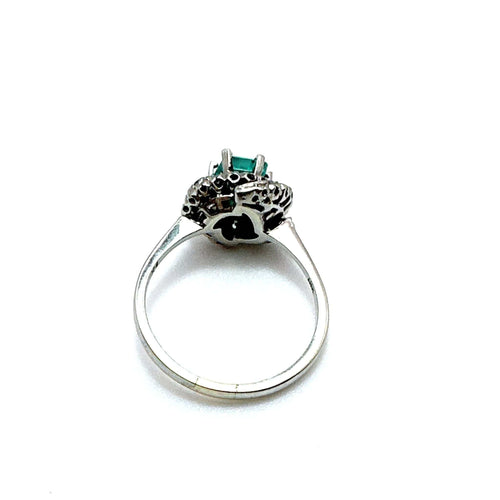 Bague 55 Bague émeraude sertie de diamants – Style vintage classique 58 Facettes 50382