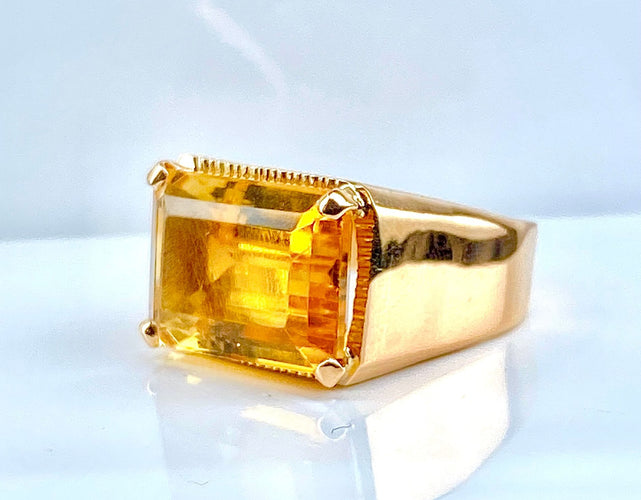 Bague 56 Bague en or jaune, topaze jaune 58 Facettes AB612
