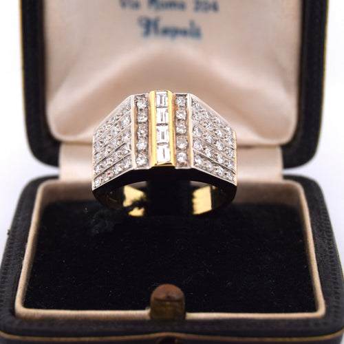 Bague 55 Bague en or jaune et blanc avec diamants 58 Facettes