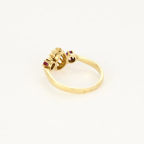 Bague 51,5 Bague en or jaune, opale et rubis de synthèse 58 Facettes SQU3784X6