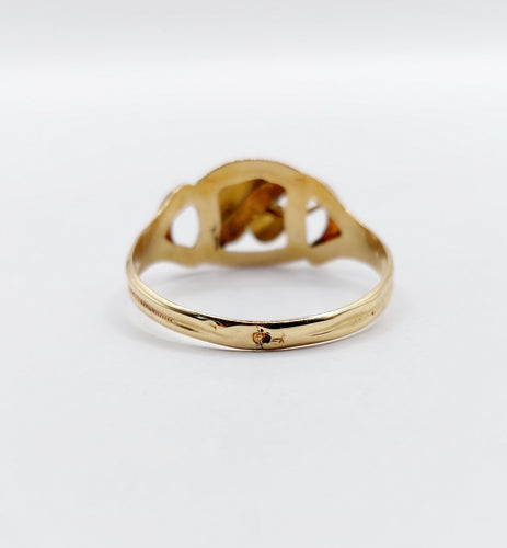 Bague 60.5 Bague victorienne or jaune, trèfle à quatre feuilles et émail bleu (circa 1890) 58 Facettes A05633