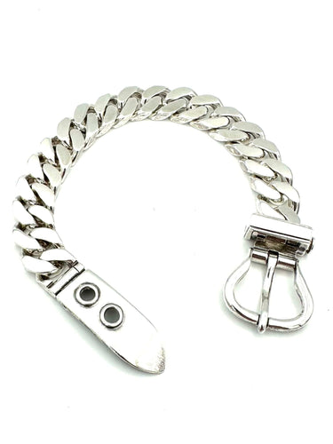 Bracelet HERMES. Collection "Boucle sellier", bracelet vintage argent MM 58 Facettes
