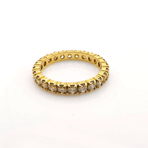 Bague 53 Alliance américaine or jaune diamants 58 Facettes