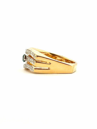 Bague 54 Bague vintage en or 18 carats diamants 8/8 et saphir 58 Facettes
