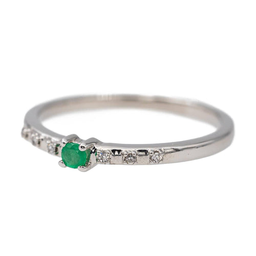 Bague 53 Bague Or blanc Emeraude, Diamant 58 Facettes 2898446CN