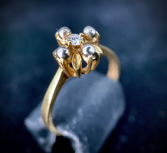 Bague 54 Bague Art Nouveau or jaune diamants 58 Facettes
