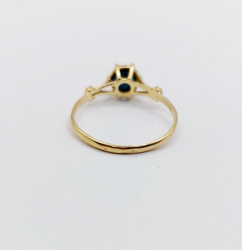 Bague 51 Bague - Solitaire vintage en or 18k et saphir naturel 0,50 carat 58 Facettes A06640