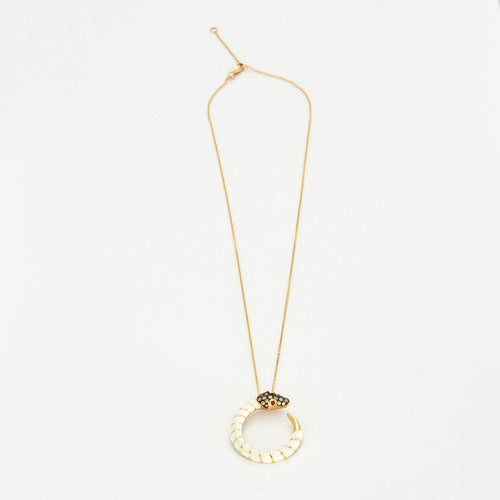 Collier Collier avec Pendentif Serpent en Émail Blanc avec Diamants et Rubis 58 Facettes 3247