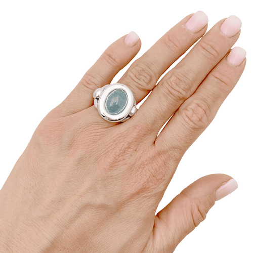 Bague 52 Bague Poiray, aigue-marine et or blanc 58 Facettes 34559