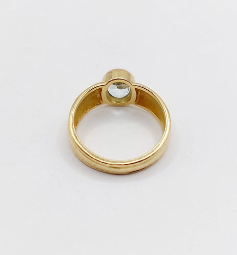 Bague 49 Bague jonc vintage or jaune 18k aigue marine de 0,70 carats 58 Facettes A06182