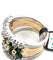 Anello fascia anni 70' oro giallo con smeraldi e diamanti 58 Facettes