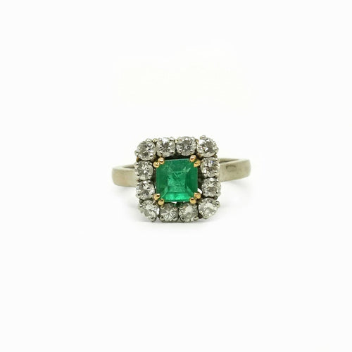 Bague Bague vintage or jaune émeraude 58 Facettes