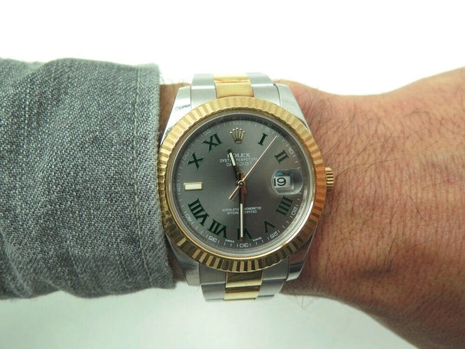 Montre montre ROLEX datejust ii wimbledon 116333 en or 18k acier 41mm automatique 58 Facettes 266380