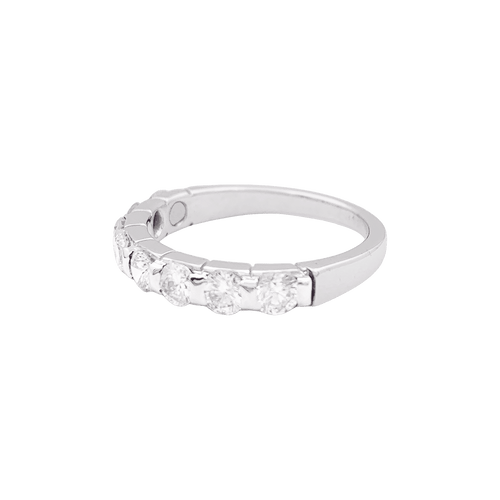 Bague 52.5 Demi-alliance or blanc et diamants. 58 Facettes 34472