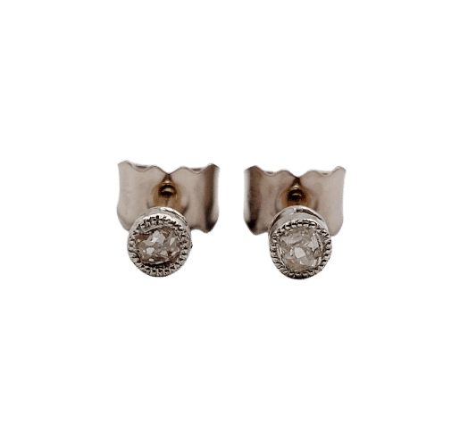 Boucles d'oreilles Puces d'oreilles diamants taille ancienne en or blanc 18k et platine 58 Facettes A04402
