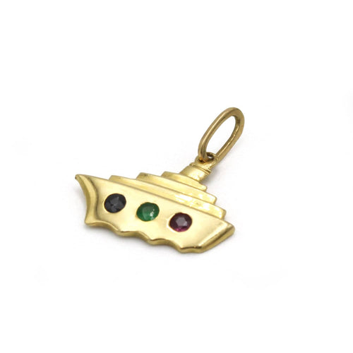Pendentif Charm Bateau - Or, Saphir, Emeraude & Rubis 58 Facettes 260020R