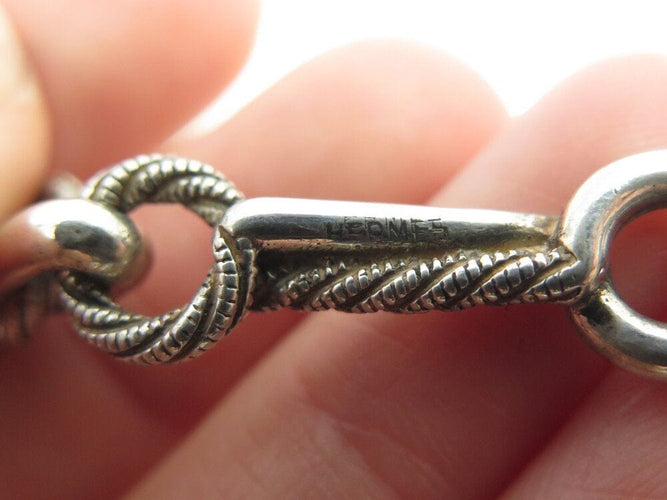 Collier collier sautoir HERMES de percin chaine cordage marin en argent 58 Facettes 267985