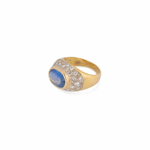 Bague 53 Bague Dôme en or jaune, saphir et diamants 58 Facettes