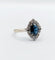 Bague 51 Bague marquise style art déco or blanc ornée d'un saphir naturel et de diamants taille brillants 58 Facettes A04625