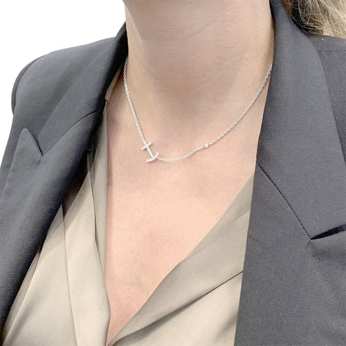 Collier or blanc et diamants. 58 Facettes 33429