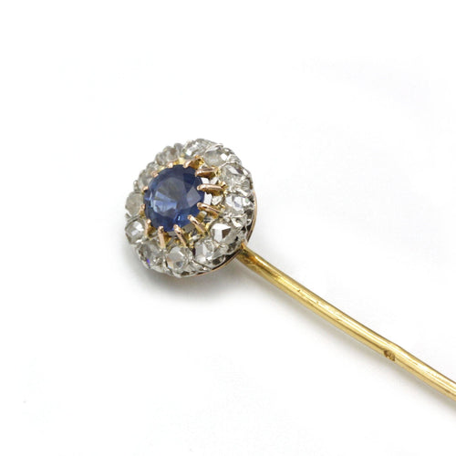 Broche Epingle à Cravate or jaune et blanc diamants saphir 58 Facettes 240132R
