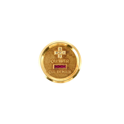 Pendentif AUGIS - Médaille d'amour - or jaune et rubis de synthèse 58 Facettes MAN12481