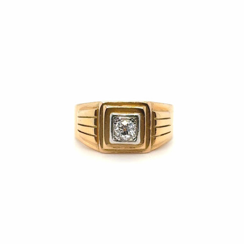 Bague 67 Chevalière or jaune et diamant 58 Facettes 12104/12