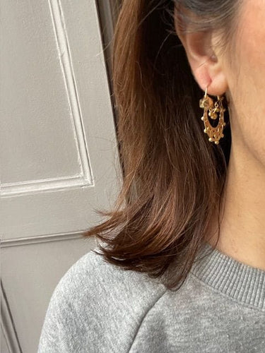 Boucles d'oreilles Grandes créoles savoyarde, en or jaune 58 Facettes