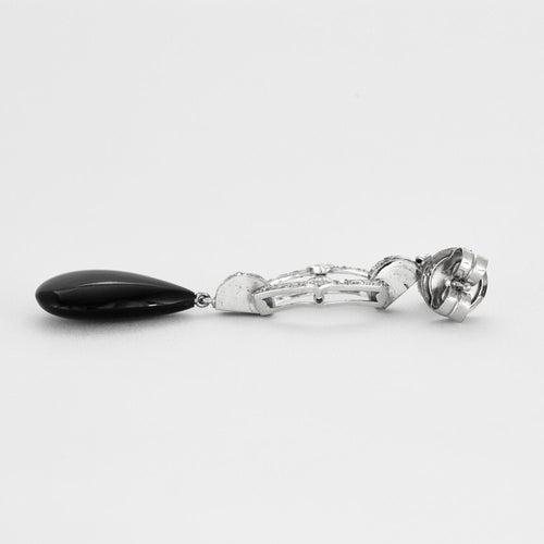 Boucles d'oreilles Boucles d’oreilles style Art Déco Onyx et diamants 58 Facettes