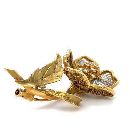 Broche Broche Or Jaune - Forme Fleur - Diamants 58 Facettes RÉF 11019/14