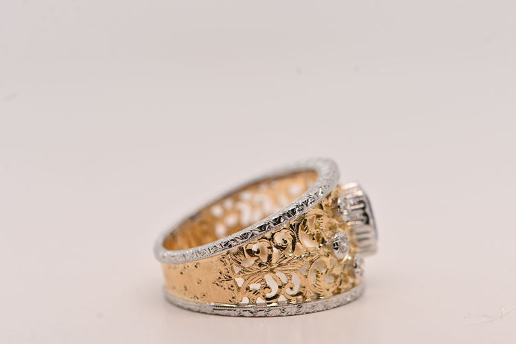 Bague Bague saphir 0,95 carats, diamants, or bicolore 58 Facettes