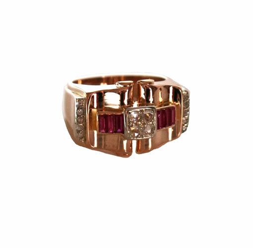 Bague 57 Bague Rétro Rubis Diamants 58 Facettes 543