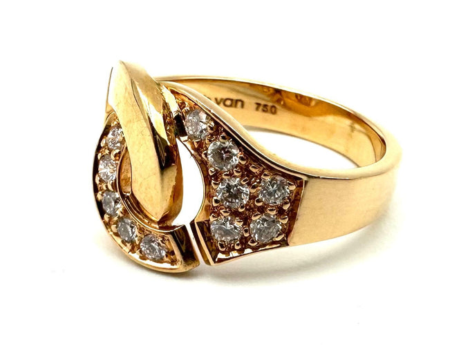 Bague 55 DINH VAN. Collection "Menottes", bague or rose et diamants (moyen modèle) 58 Facettes