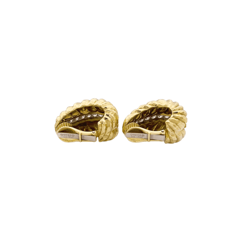 Boucles d'oreilles Clips vintage David Webb, platine, or jaune, diamants. 58 Facettes 34426
