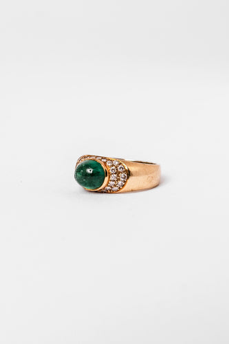 Bague 54 Bague Jonc or jaune, émeraude et diamants 58 Facettes