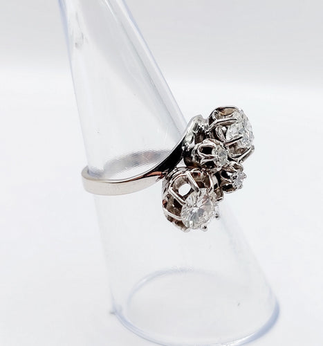 Bague 53 Bague toi et moi art déco en or blanc et diamants 58 Facettes A05504