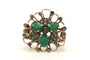 Bague 54 Bague Art Nouveau en or jaune 18 carats sertie d'émeraude et de diamants taille "rose" 58 Facettes A001