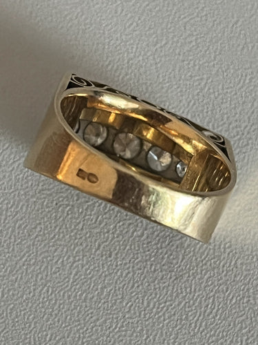 Bague 61 Bague Tank Or Jaune Platine Diamants 58 Facettes LOT 6129