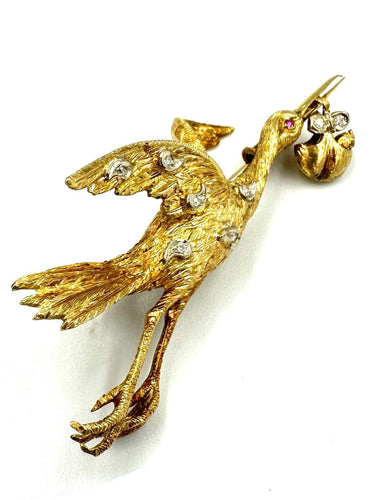Broche Broche vintage or jaune 18K diamants 58 Facettes