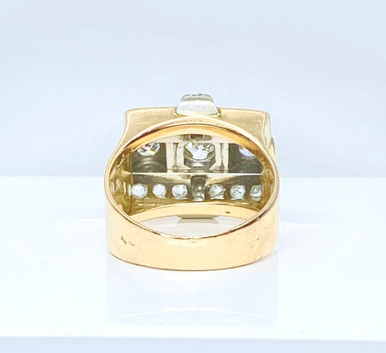 Bague 52 Bague Tank en or 18 carats et platine et diamants 58 Facettes AB517