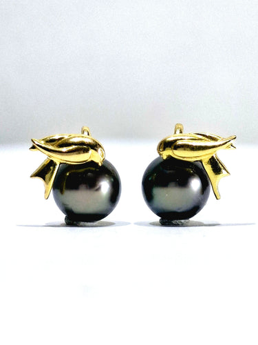 Boucles d'oreilles Boucle d'oreilles or jaune et Perles de Tahiti 58 Facettes