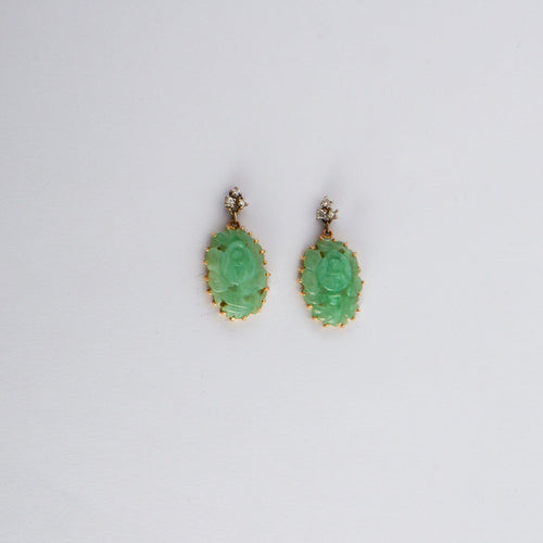 Boucles d'oreilles Boucles d Oreille Jade Diamants 58 Facettes