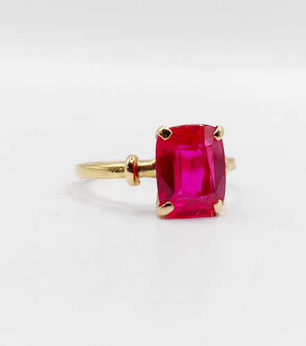 Bague 54.5 Bague cocktail Art Déco or jaune, rubis synthétique 58 Facettes A06308