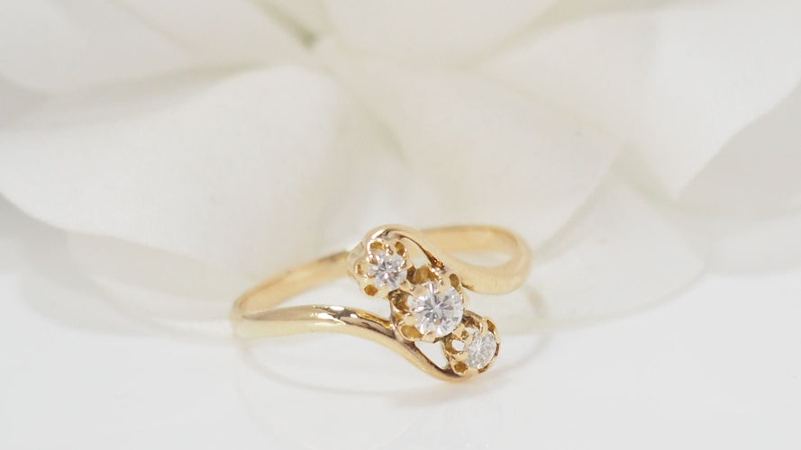 Bague 58 Bague Trilogie En Or Jaune Et Diamants 58 Facettes 32192