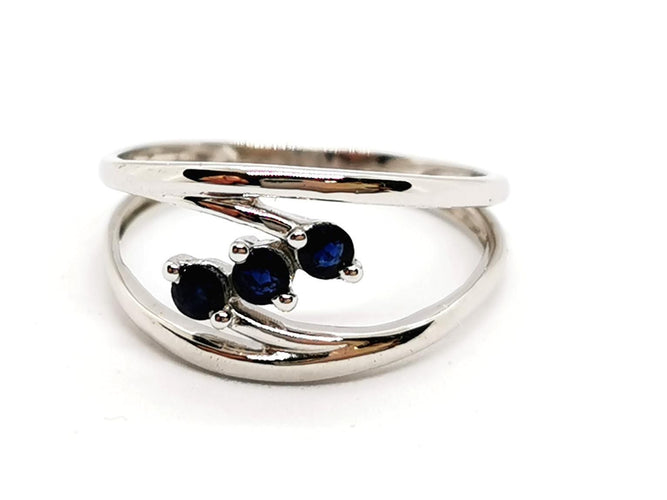 Bague 58 Bague Or blanc Saphir 58 Facettes 1180544CD