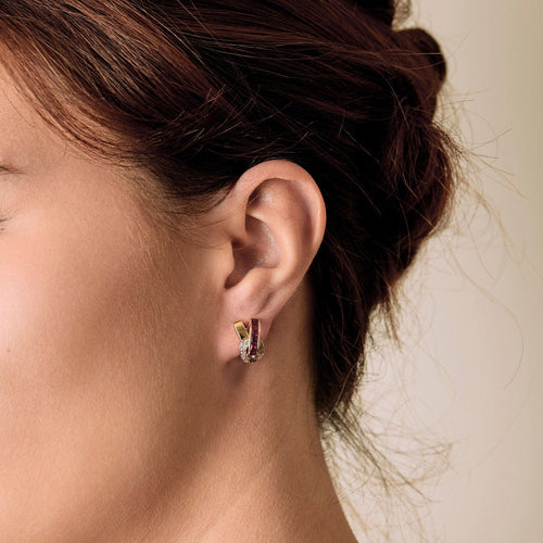 Boucles d'oreilles GUY LAROCHE - Boucles d'oreilles or jaune, or blanc, rubis et diamants 58 Facettes B240764