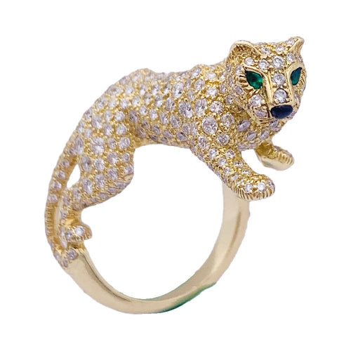 Bague 52 Bague Haute Joaillerie Cartier, "Panthère de Cartier", or jaune, diamants. 58 Facettes 33534