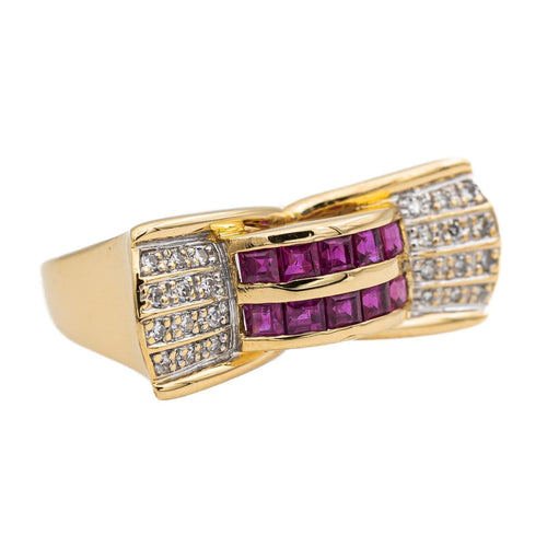 Bague 54 Bague Tank Or jaune Rubis, Diamant 58 Facettes 2820738CN