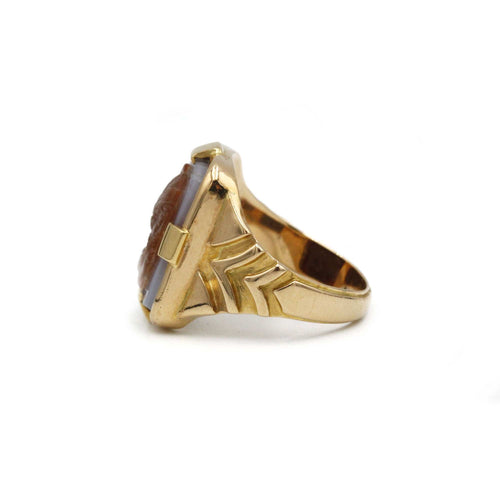 Bague 57 Bague Chevalière or et Camée agate 58 Facettes 240184R