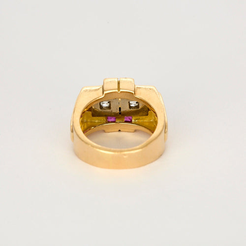 Bague 52 Bague Tank or blanc et or jaune, diamants 58 Facettes 250017